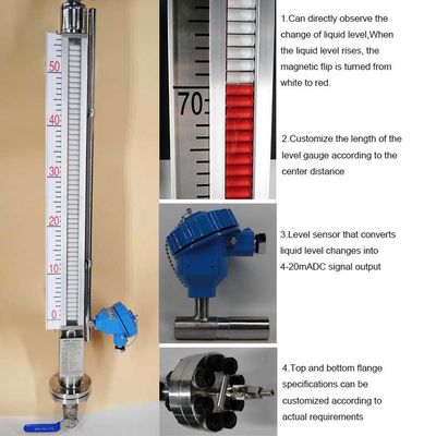 Liquid Measuring PN2.5 Magnetic Tank Level Indicator And Remote Transmitter