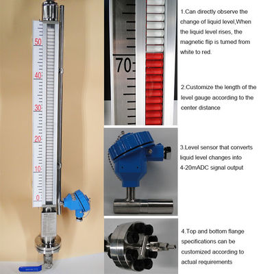 UHC Series Anti Corrosion PTFE Magnetic Liquid Level Gauge With Limit Switch